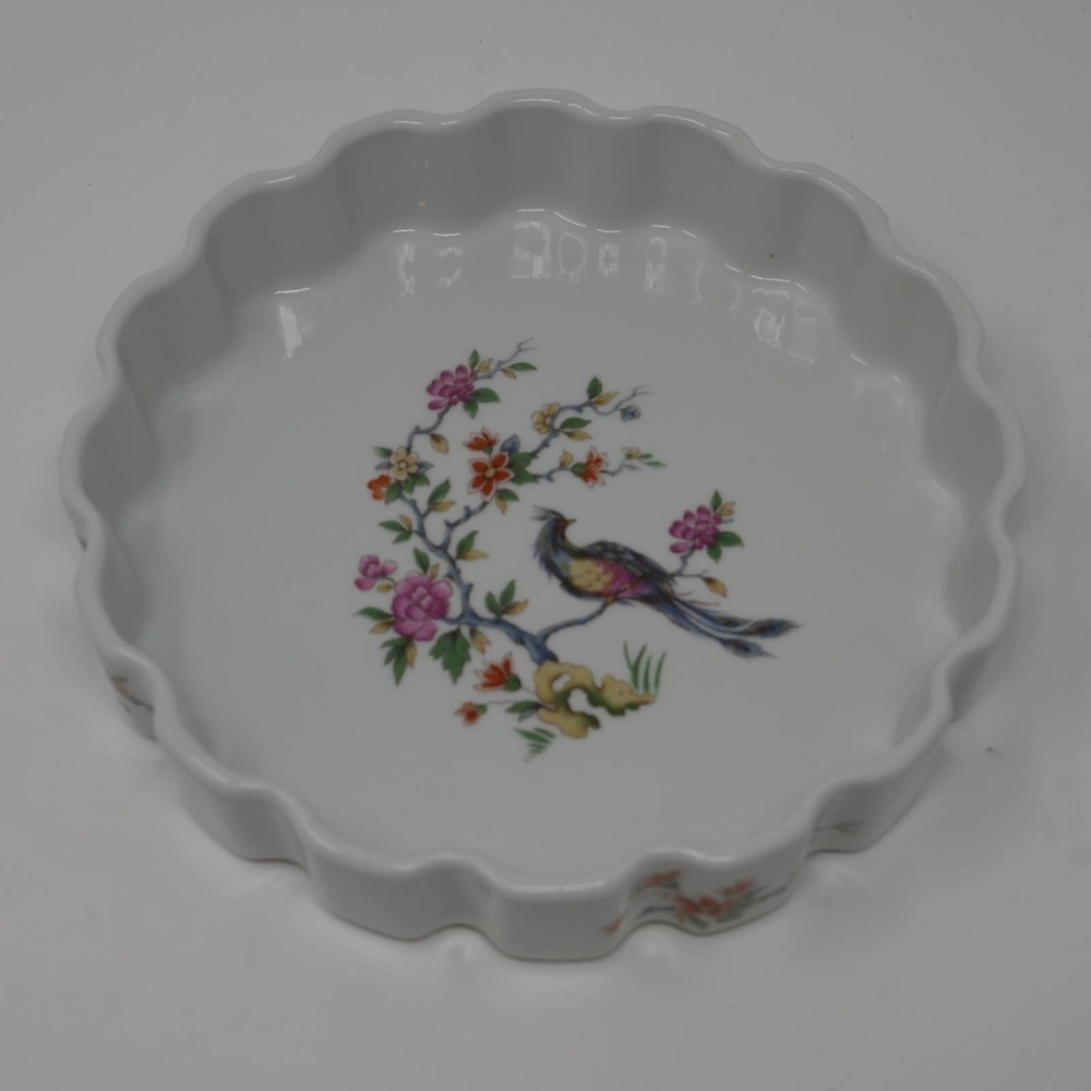 Limoges France Fluted 7 in Quiche Pie Dish Bird of Paradise Flowers